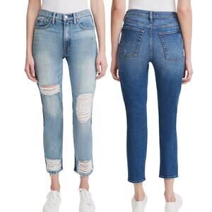 7 For All Mankind jeans 50/50 ripped high waist ankle straight blue size 27